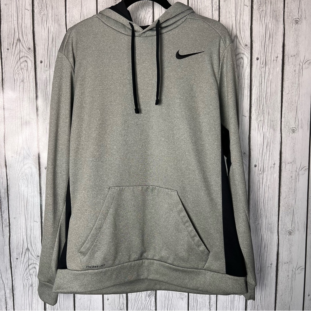 Nike Therma-fit Hoodie Sweatshirt Grey with Black size L
